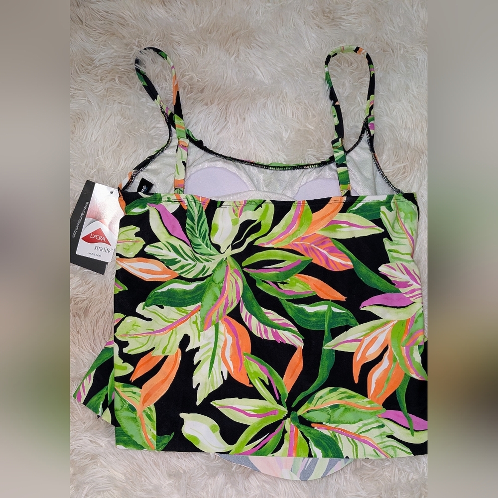 NWT,Maxine Of Hollywood, Rainbow Rainforest,Tiered Tankini Swim Top-Ladies 10/18 - Picture 2 of 7